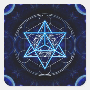 Adesivo Quadrado Metatrons cubo - Merkaba estrela Tetraeder -