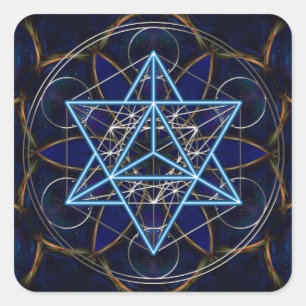 Adesivo Quadrado Metatrons cubo - Merkaba estrela Tetraeder -