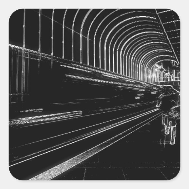 Adesivo Quadrado Metrô escuro (Frente)