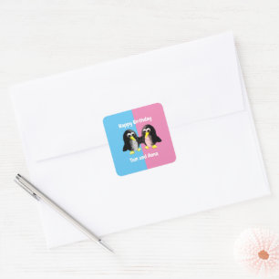 Adesivo Quadrado Meu amigo, o pinguim, personalizado para gêmeos