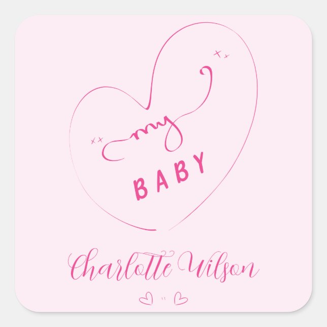 Adesivo Quadrado Meu Bebê | Vinheta branca para Casal (Frente)