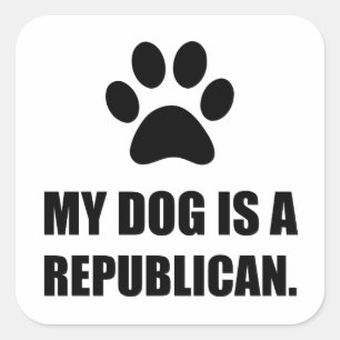 Adesivo Quadrado Meu cão é um político engraçado republicano