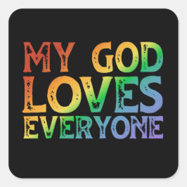 Adesivo Quadrado Meu Deus Ama Todos (arco-íris, bruto)