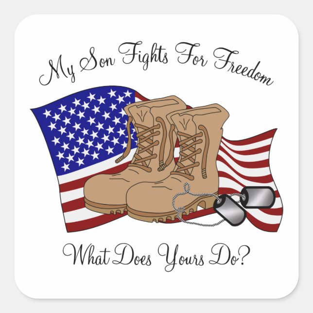 Adesivo Quadrado Meu Filho Luta Pela Liberdade (Frente)