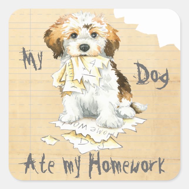 Adesivo Quadrado Meu Havanês Comeu Meu Trabalho De Casa (Frente)