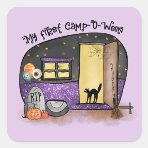 Adesivo Quadrado Meu Primeiro Campo-O-Ween Campo de Halloween