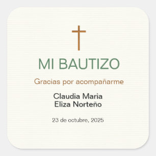 Adesivo Quadrado Meu Sticker de Favor de Batismo Personalizado