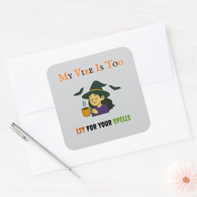 Adesivo Quadrado Meu Verbo Está Muito Leve - Vestido De Halloween (Envelope)