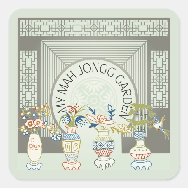 Adesivo Quadrado Meus Stickers Mah Jongg Garden (Frente)