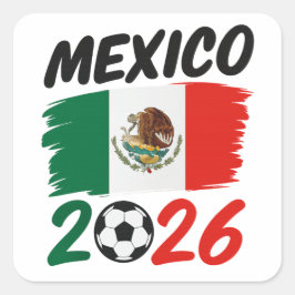 Adesivo Quadrado Mexico 2026 Soccer Fan Design with Football