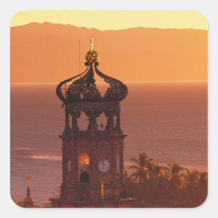 Adesivo Quadrado México, Jalisco, Puerto Vallarta. Torre da igreja