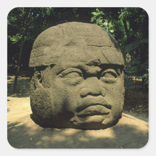 Adesivo Quadrado México, Villahermosa, cabeça Olmec gigante, La Ven