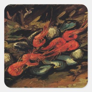 Adesivo Quadrado Mexilhões e Camarões por Vincent van Gogh