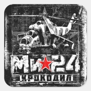 Adesivo Quadrado Mi-24 helicóptero soviético