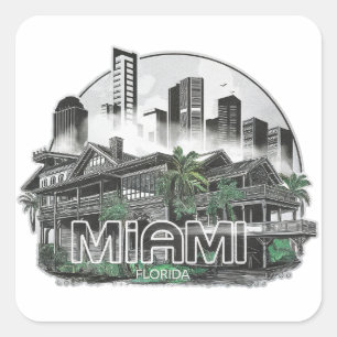 Adesivo Quadrado Miami City Florida USA