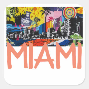 Adesivo Quadrado Miami Florida Stickers