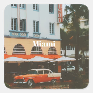 Adesivo Quadrado Miami Ocean Drive Lembrança de Viagem