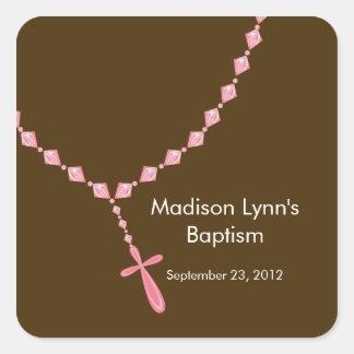 Adesivo Quadrado Miçangas Rosárias Doce Batismo Favorece Cola Rosa