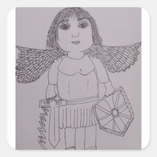 Adesivo Quadrado Michael, o Arcanjo Preto e Branco