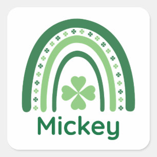Adesivo Quadrado Mickey Name Clover Boho Rainbow