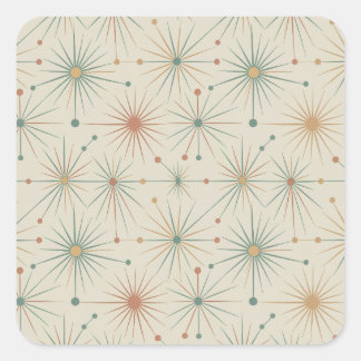 Adesivo Quadrado Mid Century  Atomic Starburst Modern Retro