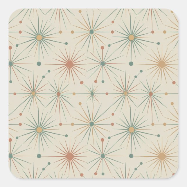 Adesivo Quadrado Mid Century  Atomic Starburst Modern Retro (Frente)