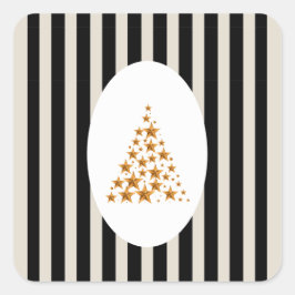 Adesivo Quadrado Mid century christmas tree with Golden star