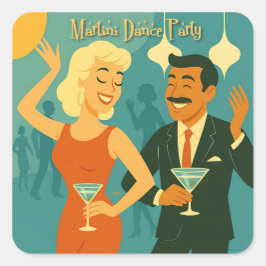 Adesivo Quadrado Mid Century Martini Dance Party