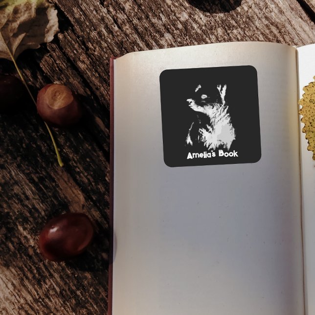 Adesivo Quadrado Midnight Bear Cub Book Stticker (Criador carregado)