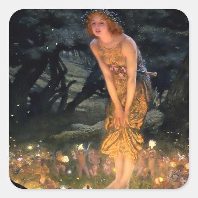 Adesivo Quadrado “Midsummer Eve” by Edward Robert Hughes (Frente)