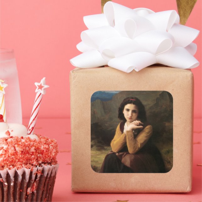 Adesivo Quadrado Mignon Innocence of Adolescent Girl, Bouguereau (Festa)