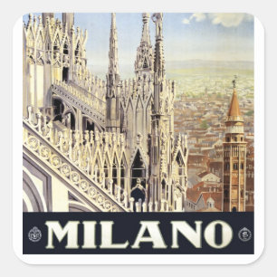Adesivo Quadrado Milão Itália Catedral Gótica Duomo Viagem Antiga