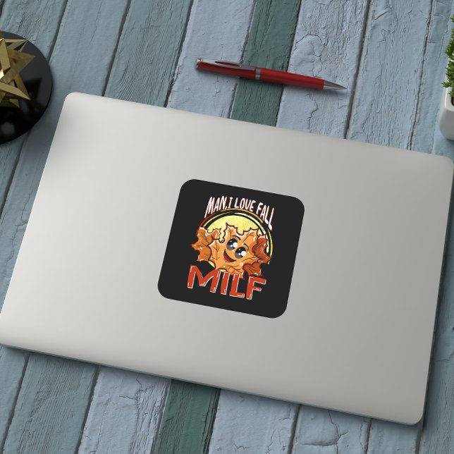 Adesivo Quadrado Milf, Cara Eu Adoro Cair, Folha de outono (Criador carregado)