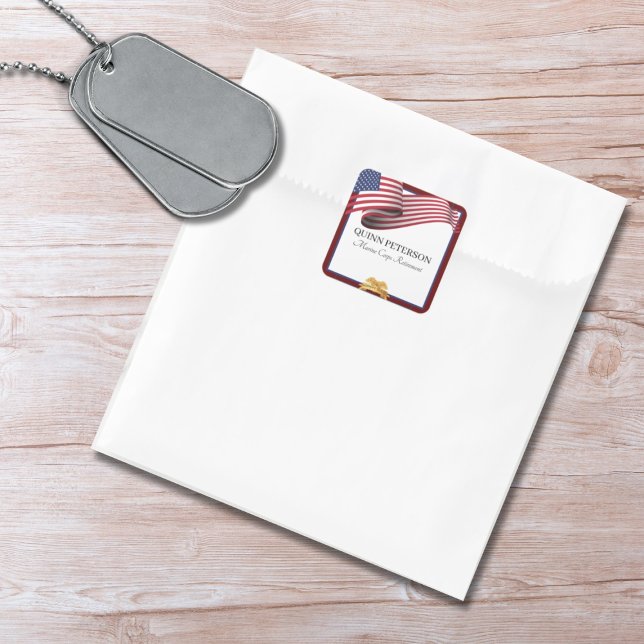Adesivo Quadrado Military Retirement Flag Gold Crest (Criador carregado)
