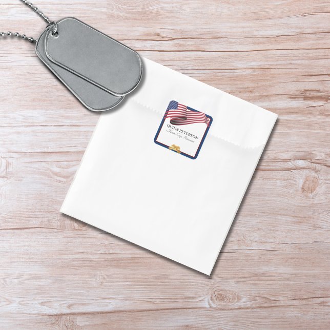 Adesivo Quadrado Military Retirement Flag Gold Crest (Criador carregado)