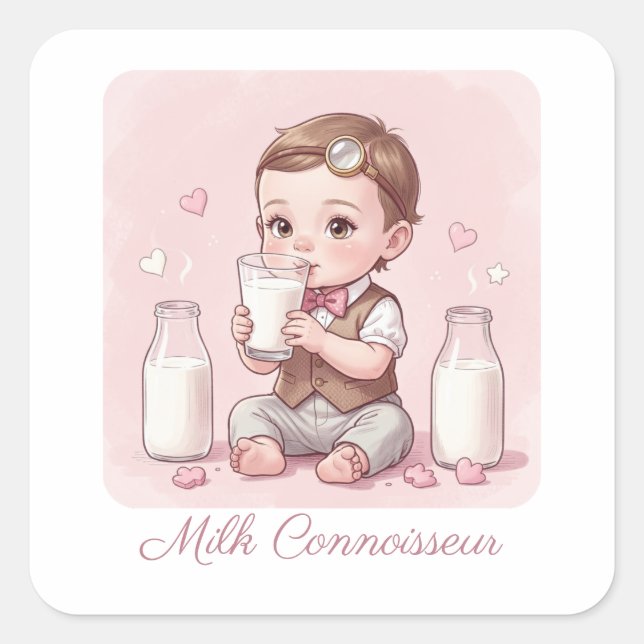 Adesivo Quadrado Milk Connoisseur Baby Boy Print Nursery (Frente)