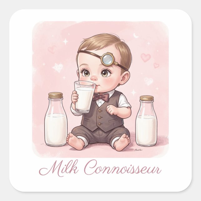 Adesivo Quadrado Milk Connoisseur Baby Girl Print Nursery (Frente)