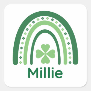 Adesivo Quadrado Millie Name Clover Boho Rainbow