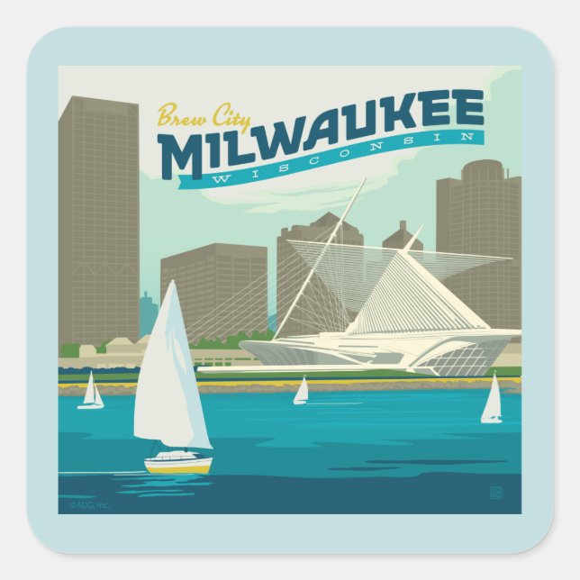 Adesivo Quadrado Milwaukee Wisconsin Harbor | Brew City (Frente)
