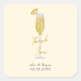 Adesivo Quadrado Mimosa Brunch Vidro Cocktail Favor de Casamento