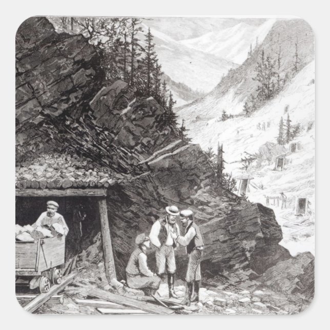 Adesivo Quadrado Mineração Dourada e prateada (Frente)