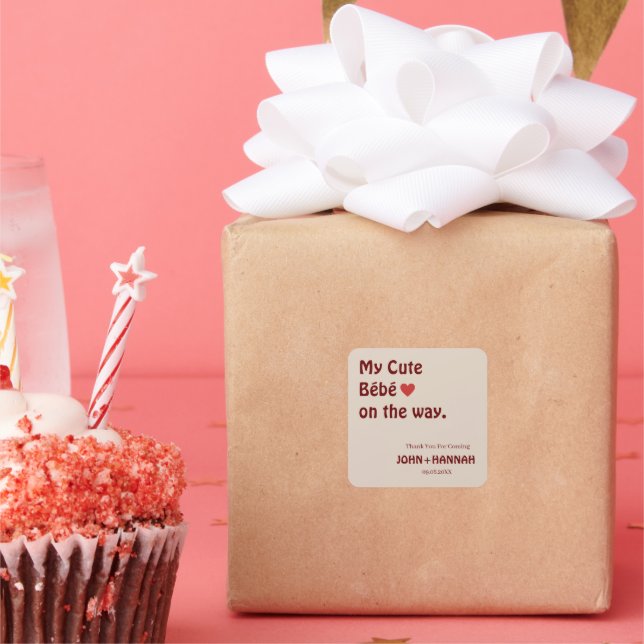 Adesivo Quadrado Minha Bela Fofa sobre o Engraçado Chá de fraldas (Festa)