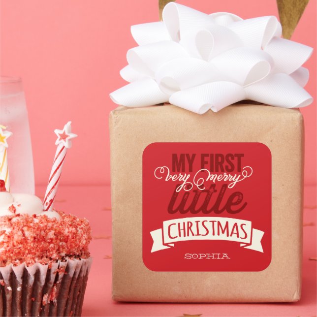 Adesivo Quadrado Minha Feliz Pequeno Natal Bebê 1rua Natal (Festa)