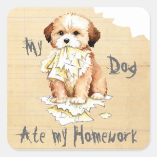 Adesivo Quadrado Minha Lhasa Apso Comeu meu Sticker Quadrado