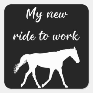 Adesivo Quadrado Minha Nova Carona Para O Trabalho De Cavalo Engraç