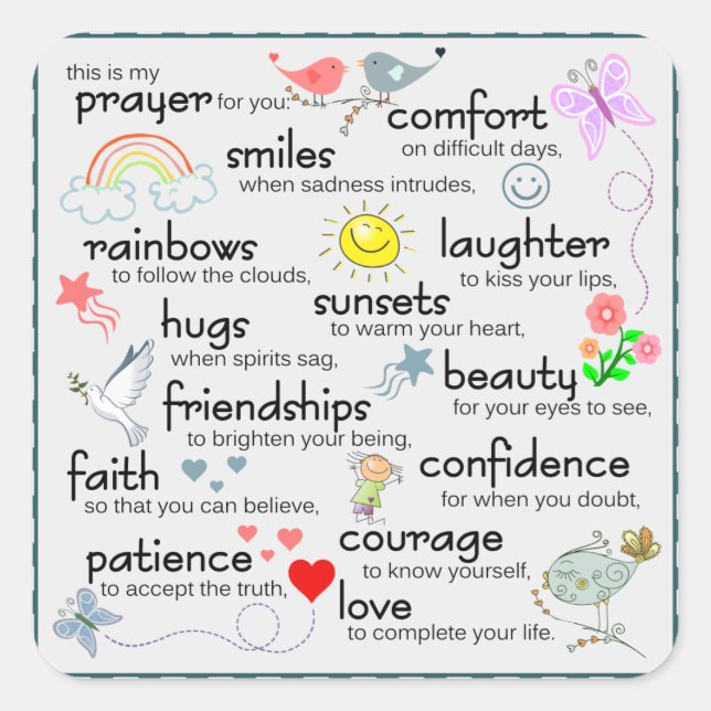 Adesivo Quadrado Minha Oração Por Você (Frente)