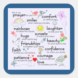 Adesivo Quadrado Minha Oração Por Você   Azul clássico