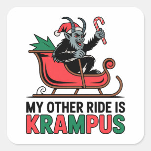 Adesivo Quadrado Minha Outra Carona É O Krampus Dirigindo Trenó