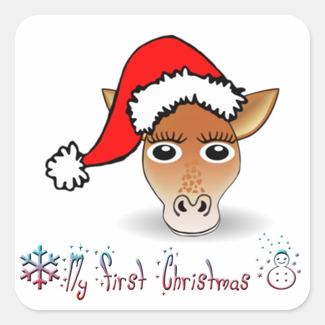 Adesivo Quadrado Minha Primeira Garota de Natal (Frente)