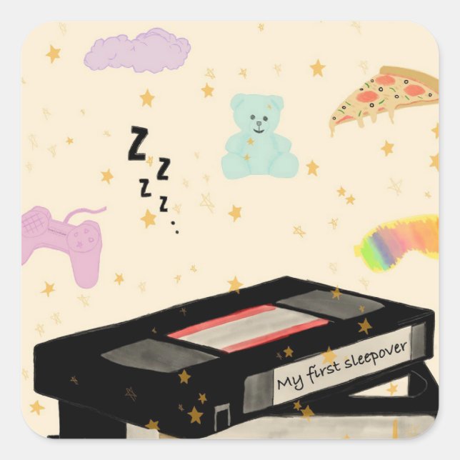 Adesivo Quadrado Minha Primeira Soneca - Sonhadora VHS Nostalgia (Frente)